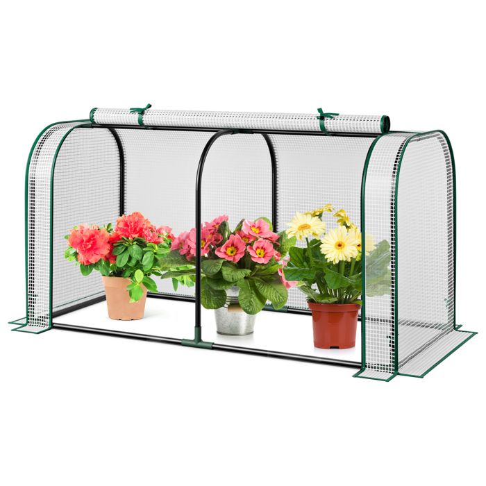 RELAX4LIFE Serre De Jardin Rectangulaire Galvanisé Avec Housse Amovible, Lit De Jardin Avec Mini Serre | Grande Fenêtre Enroulable| 8 étiquettes En T | Gants Pour Herbes, Légumes, Fruits RELAX4LIFE Serre De Jardin Rectangulaire Galvanisé Avec Housse Amovible, Lit De Jardin Avec Mini Serre | Grande Fenêtre Enroulable| 8 étiquettes En T | Gants Pour Herbes, Légumes, Fruits