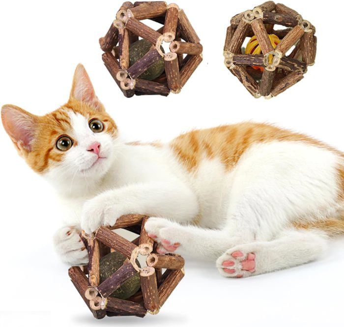 Meilleurs prix pour Bâton de Cataire Chat 2Pièces Jouet Boule dherbe à Chat Interactif Jouet Balles pour Chat Catnip Jouet Chaton Herbe Jouets Chat