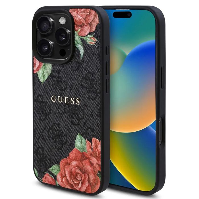Coque pour iPhone 16 Pro Guess Hardcase 4G Flower Print Flower Print MagSafe GUHMP16LP4ROPEMCW - vue 2