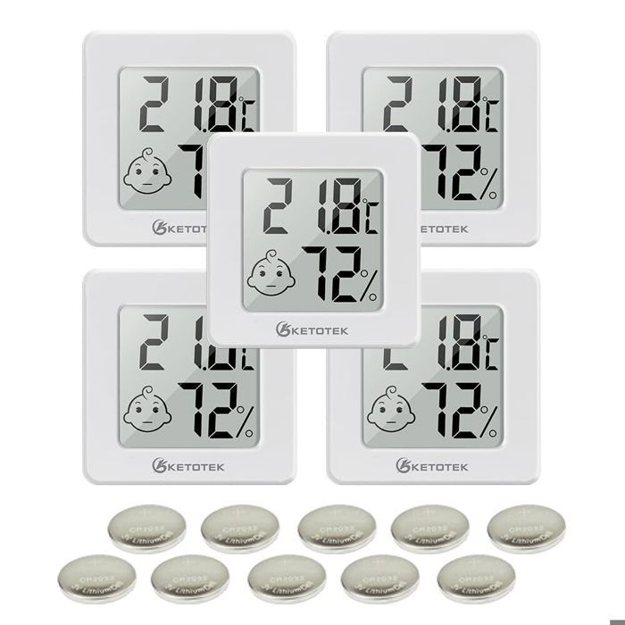 Lot de 5 mini hygromètres dintérieur thermomètre et hygromètre numérique LCD pour la maison et le bureau