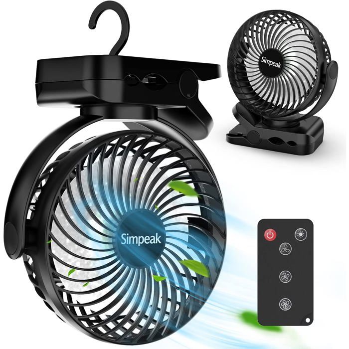8000 Mah Ventilateur Usb Avec Télécommande Mini Ventilateur Portable De Camping Ventilateur De Table Pince Avec 3 Vitesses 3 Mode - Ysfmode