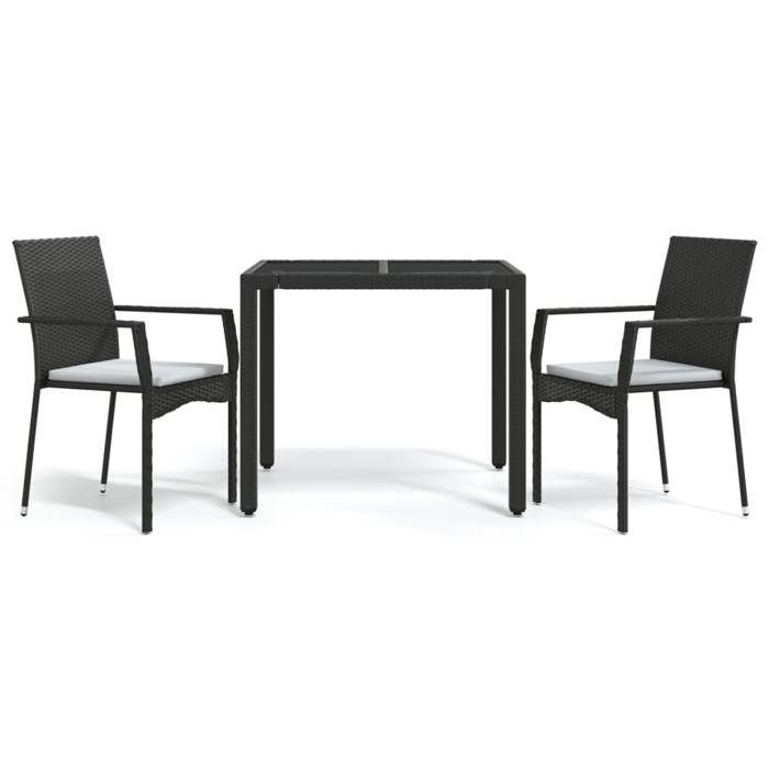 Bonne qualité Salon d'extérieur Ensemble à manger de jardin avec coussins 3 pcs 2 chaises de jardin avec table DECO
