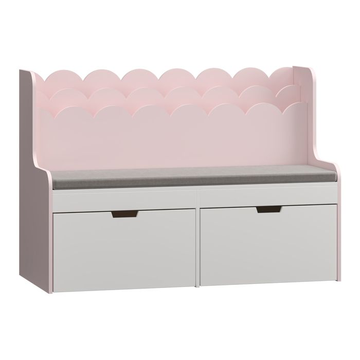 Bibliothèque enfant avec banc Vestnes 100 x 45 x 70 cm rose blanc