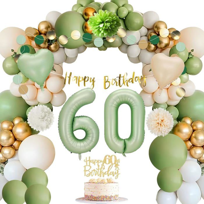 60 Ans Decoration Anniversaire Homme Fille, Or Noir Deco Anniversaire 60 Ans, Bannière Joyeux Anniversaire, Ballon Hélium Chiffres 60 XXL, Deco De Fête Anniversaire Femmes