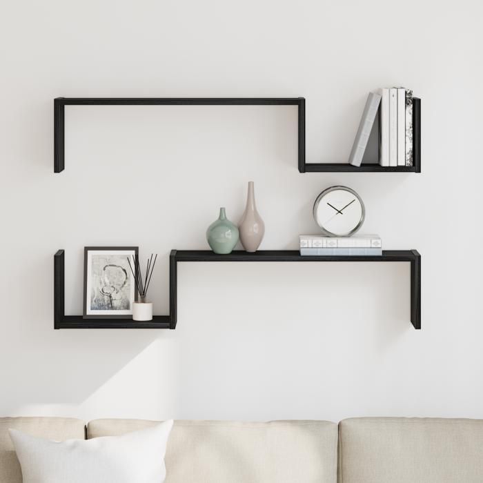 VidaXL Étagères Murales 3 Pcs, Organisateur De Maison Suspendu, Meuble De Rangement Salon Salle De Séjour, Blanc Brillant Bois D'Ingénierie