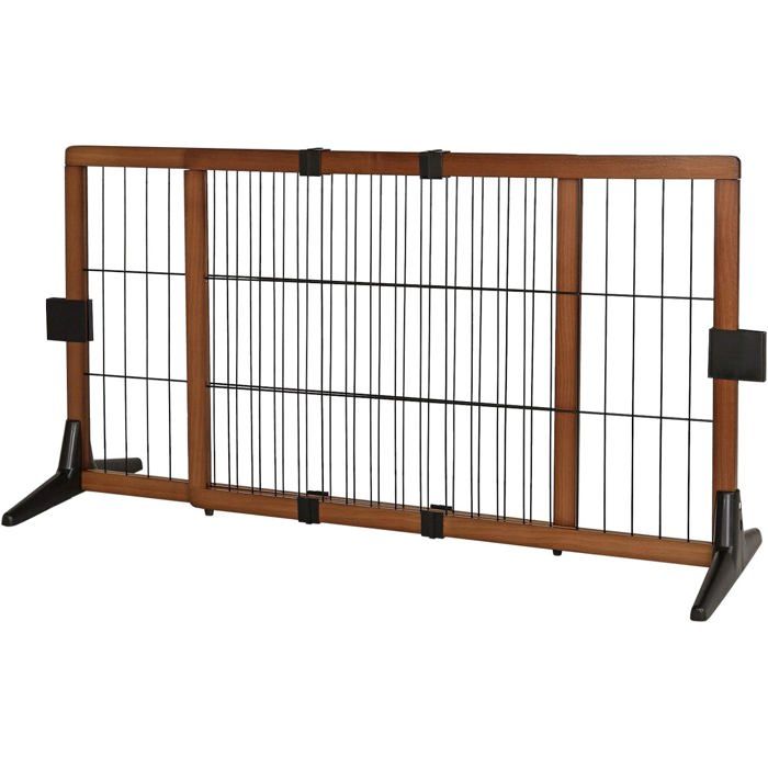 Barrière de sécurité - LIONTO - Extensible - Bois de pin - Hauteur 50 cm - Extensible jusquà 180 cm