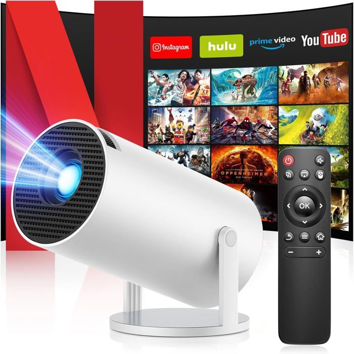 Vidéoprojecteur Portable 4K-Upgraded 4K Fhd,Wifi 6 Bt5.4,Correction Trapézoïdale,Android 11,Rotation 180°,Blanc - TV Son Photo