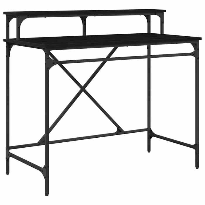 Bureau industriel - GKO - Chêne noir - 100x50x90 cm - Bois dingénierie - 1 étagère - Poids maximal 60 kg