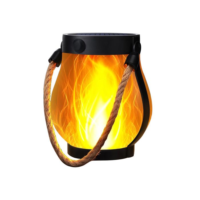 Lanterne solaire - XVX - Lampe à flamme - Rechargeable USB - 22 LED - Décoration extérieure