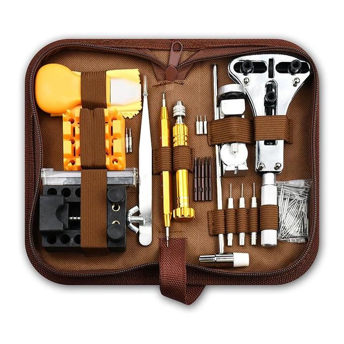 Kit doutils de réparation de montres 149 pièces professionnel durable design ergonomique portable marron