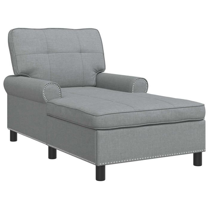 Chaise longue moderne - vidaXL - Gris clair - 91x157x91 cm - Tissu respirant - Accoudoirs moelleux - Coussin amovible