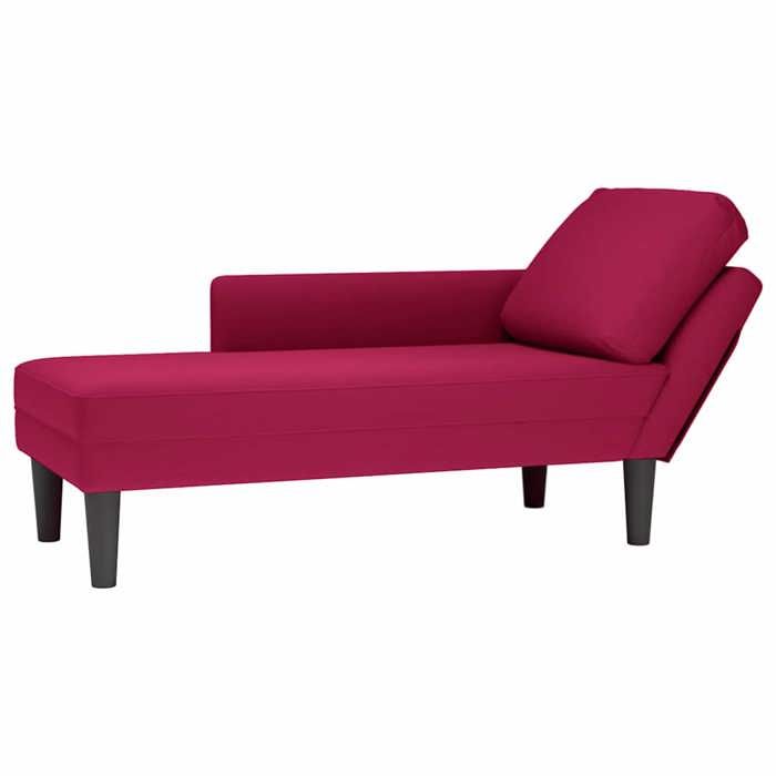 Promo 2026Fauteuil long - Transat de salon - chaise longue avec coussin et accoudoir droit rouge bordeaux 5008