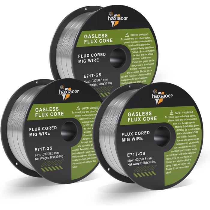 0,9mm 3KG Fil De Soudage MIG Haxiaoer - 3 Bobines Fil Fourré Sans Gaz E71T-GS D100