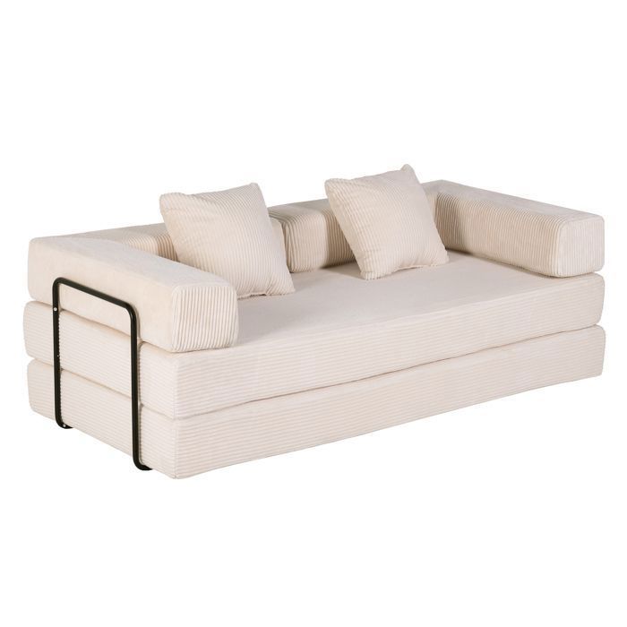 Canapé Convertible 4-en-1 Pliable – Velours Côtelé Mousse Mémoire – Sans Montage Livré Prêt à lEmploi