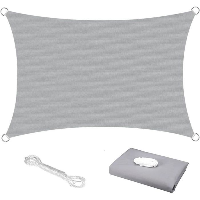 25m x 3m Voile DombrageImperméable Bloque 98% UV Toile de Protection Solaire Auvent Dauvent de Protection Solaire 120gsm (Gris)