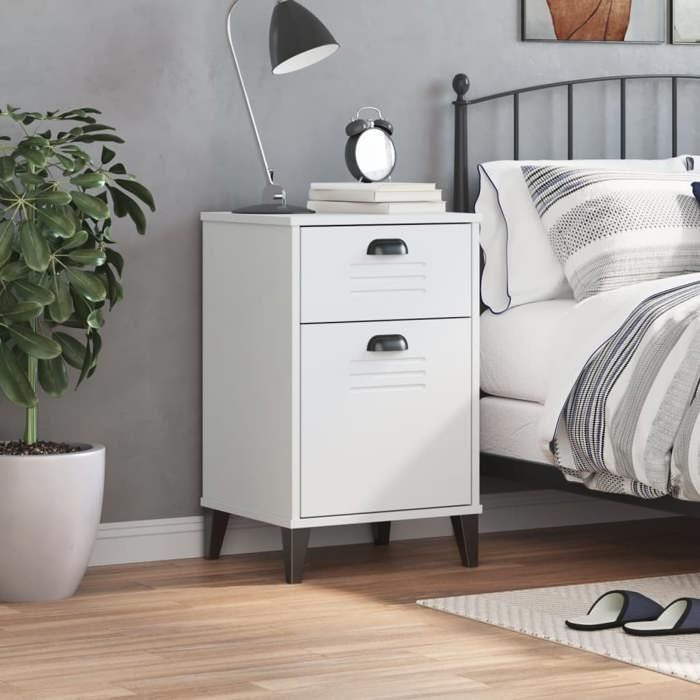Table de lit - Blanc - Armoire de chevet - 1 PC - VIKEN blanc bois dingénierie 40x35x65 cm T2817