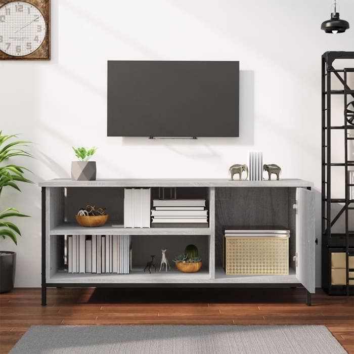 CHIC Gris Meuble TV Moderne - ZENCORE - MEUBLE DE SEJOUR - Cabinet TV - sonoma gris 100x40x45cm - Bois dingénierie 7199