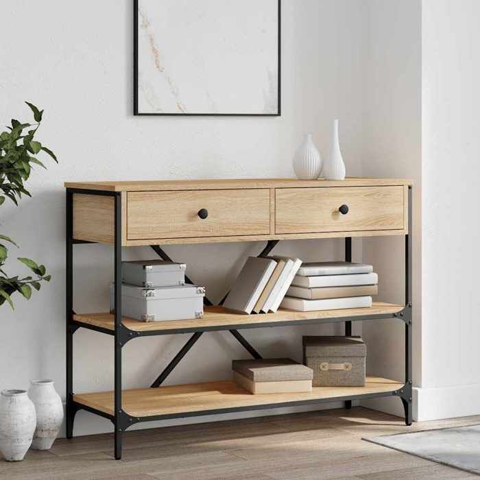 Table de Canapé Magnifique - Brun Table console - Pour EntréeFoyer - avec tiroirs et étagères chêne sonoma CL5438153