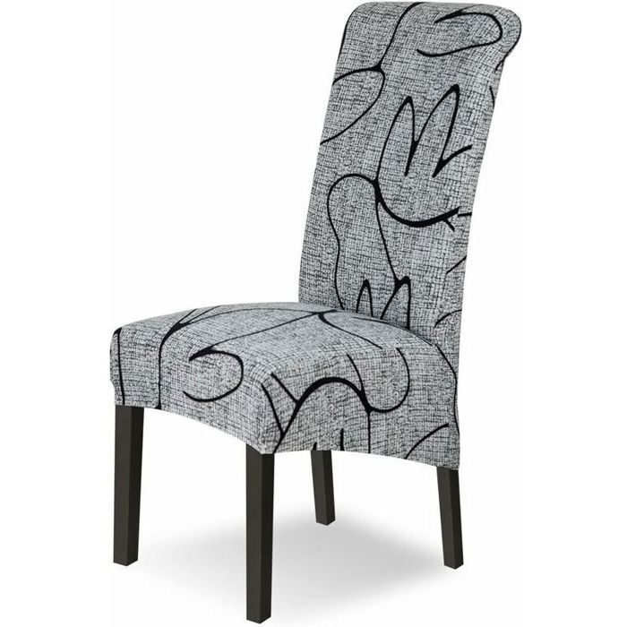 Housse de chaise extensible - Unbrand - 4 pièces - Tissu polyester et spandex - Hauteur 55-68 cm - Longueur 44-52 cm