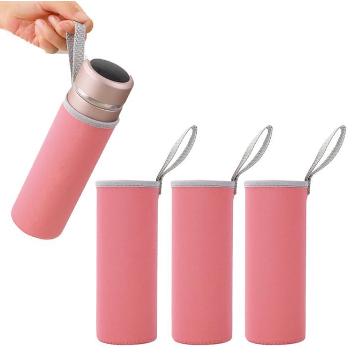 3 pièces pochette isotherme bouteille en néoprène rose clair. Housse de protection thermique pour bouteilles en verre. - Ros - Rose