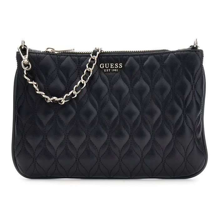 GUESS Sac à main noir pour femme - Maxine Quilted Flat Pouch 348577