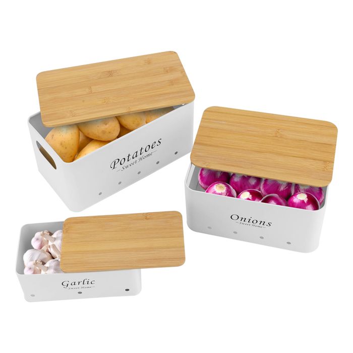 Lot de 3 Contenants de Rangement - Blanc - Organiseur de Cuisine - Boîtes de Conservation de ALIMENTAIRE avec Trou Perméable à lAir