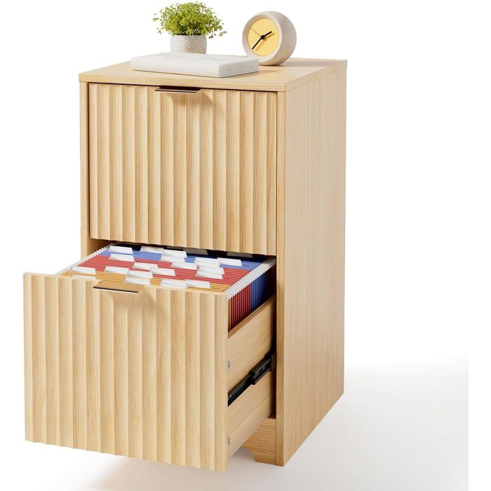 Caisson de Bureau - ALIGHTUP- Meuble Rangement Bureau avec 2 Tiroirs 40x 40 x 68.5 cm - Chêne
