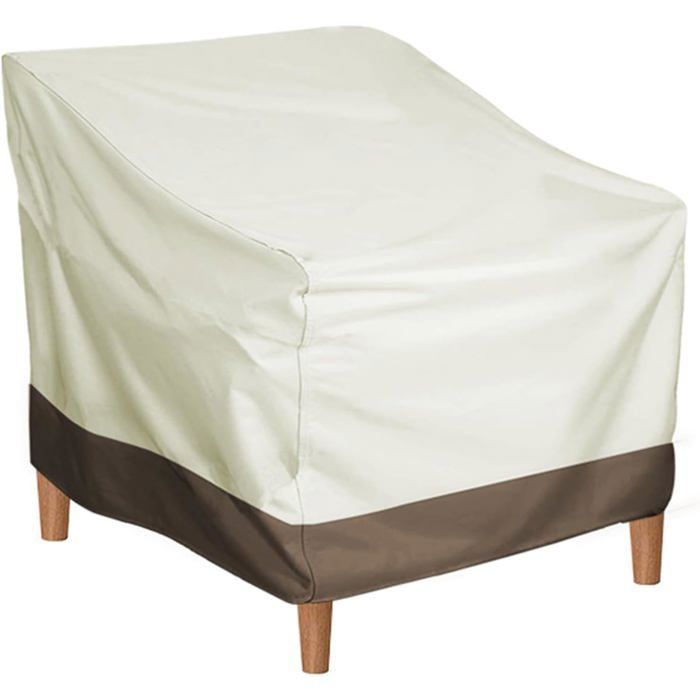Housse Pour Chaise Housse En Tissu Oxford 210D Pour Fauteuil De Jardin Imperméable Et Coupe-Vent Anti-UV(Beige)