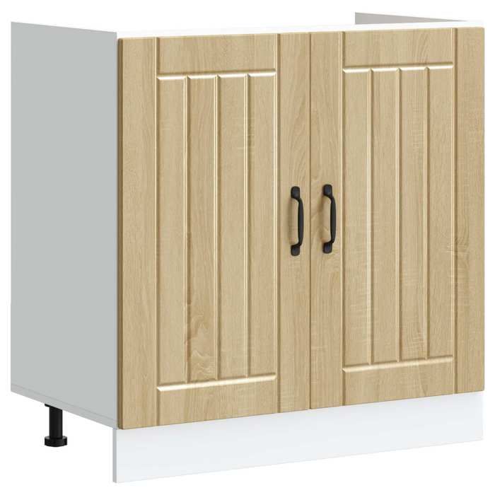 Meuble Rangement - HAOSHOP - Meuble sous évier Lucca 2 pcs Chêne Sonoma Bois dingénierie&01_29381