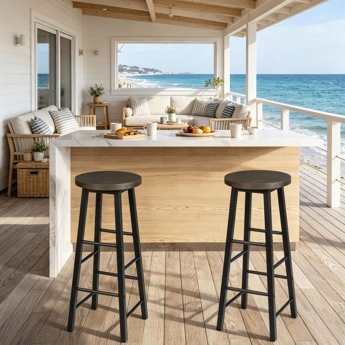 Tabouret de bar - WESTYLE - Lot de 2 - MDF & métal - Hauteur 71 cm - Style industriel
