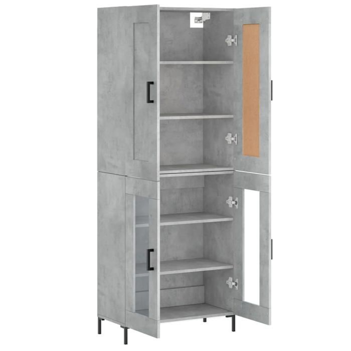 Gris Commode Salon CHIC Buffet haut/armoire latérale Gris béton 69 5x34x180 cm Bois dingénierie N11128