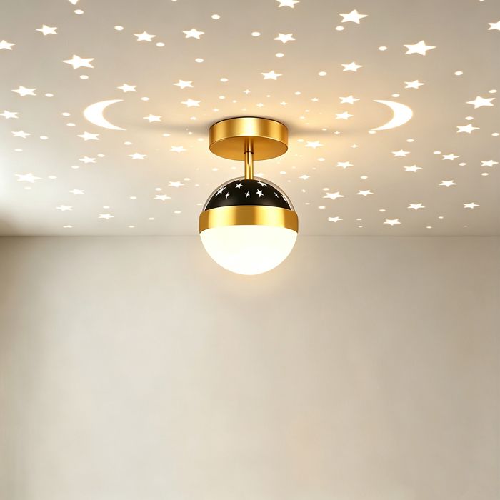 WOTTES 1 x Plafonnier LED en forme de petite boule Lampe de Plafond Chambre Bébé Design Ciel Étoilé et Lune lumière chaude