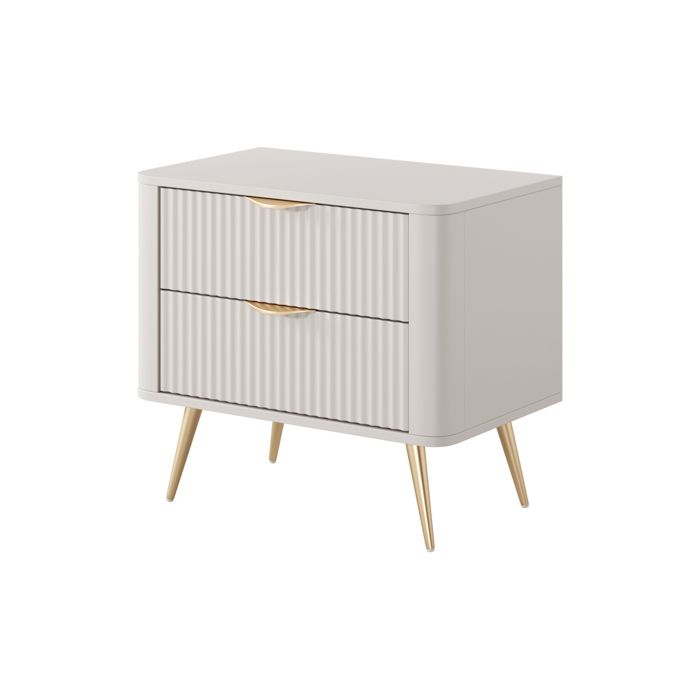 Table de chevet - 3XE LIVING - 63 2 x 38 x 55 3 cm - Beige - Pieds acier - Façade MDF