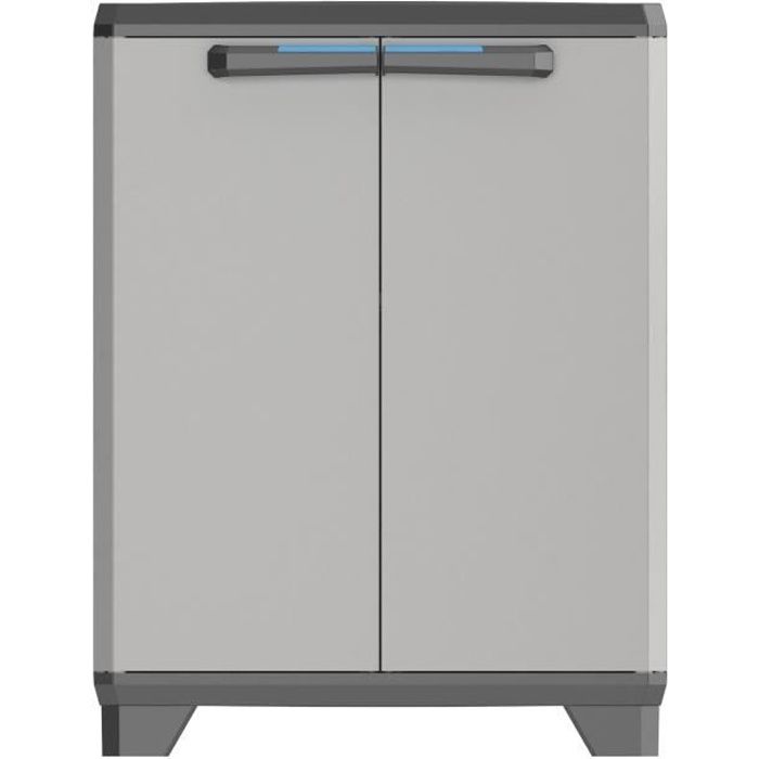 KETER ARMOIRE BASSE LINEAR, Noir / Gris / Bleu, 68 x 39 x 90 cm