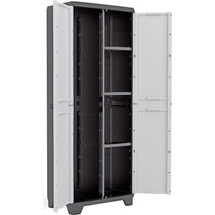 KIS Armoire de rangement utilitaire Linear - 68 x 39 x 173 cm - Noir et  gris - Cdiscount Bricolage