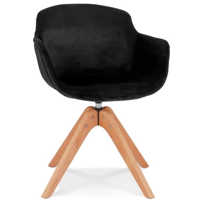 chaise avec accoudoirs en velours noir - alter ego - berni - vintage - tissu - bois massif - adulte