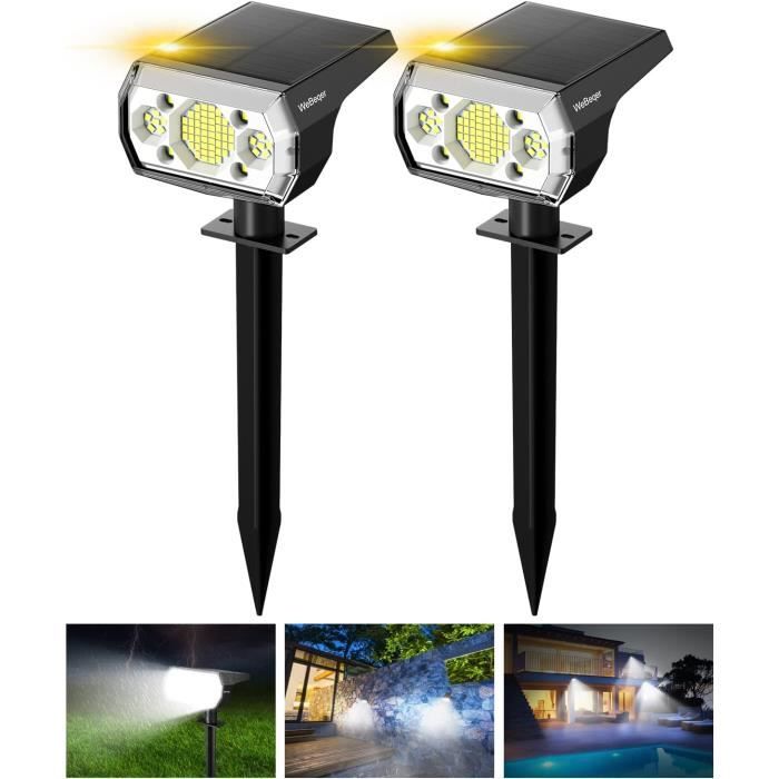 MEIHUA Projecteur Solaire RGB 30W – 10 Couleurs, 30 Modes, Télécommande, IP66 Étanche, Idéal Jardin Et Fêtes