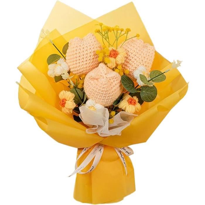 Bouquet De Fleurs Au Crochet Fait Main - Déco Maison Durable - Cadeau Fête Des Mères, Anniversaire Ou Remise De Diplôme