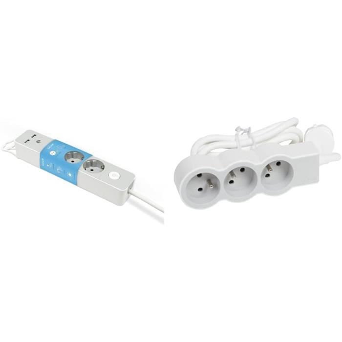 Multiprise 3 prises + 1 x USB-A + 1 x USB-C Legrand blanc et