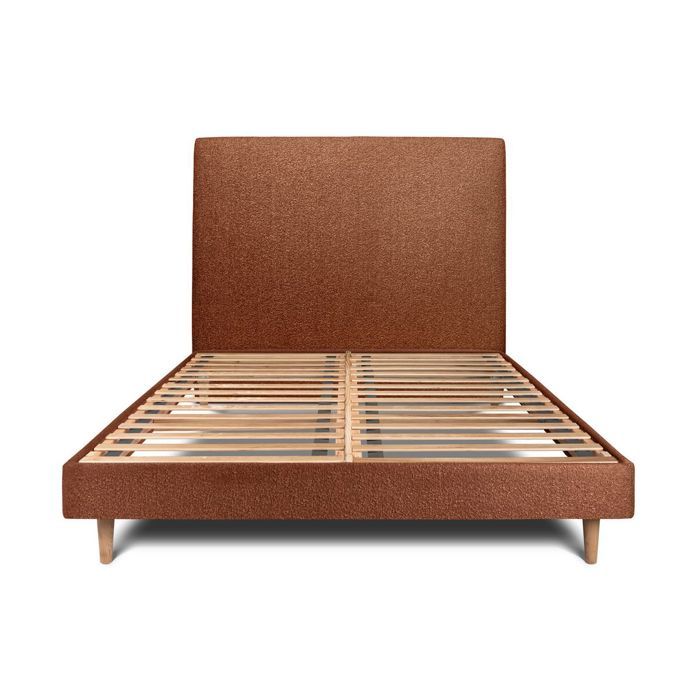 Lit 160x200cm tapissier bouclette Terracotta - Bois massif - Style Scandinave Moderne Lit 160x200cm tapissier bouclette Terracotta - Bois massif - Style Scandinave Moderne