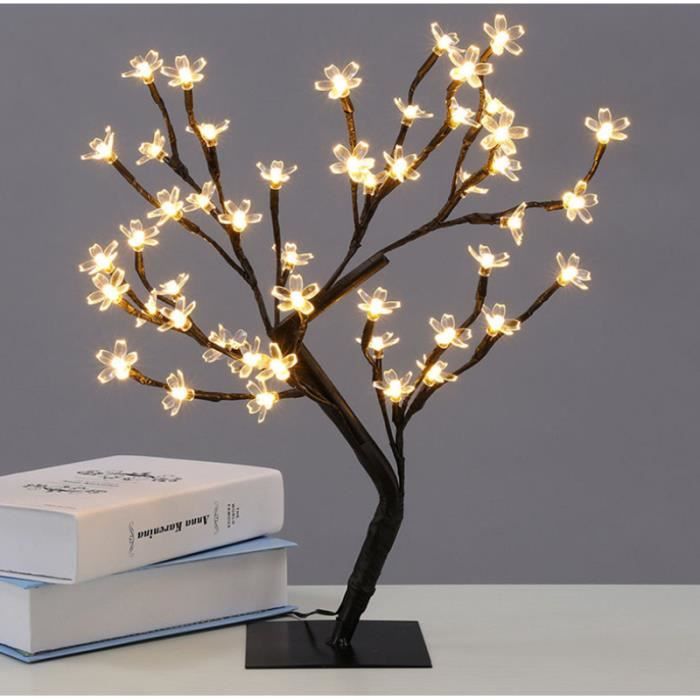 Arbre Lumineux LED Lampe de cerisier 48 Fleurs des Lumières d'arbre de  Cerise Décoration Intérieure Bureau Chevet Blanc Chaud