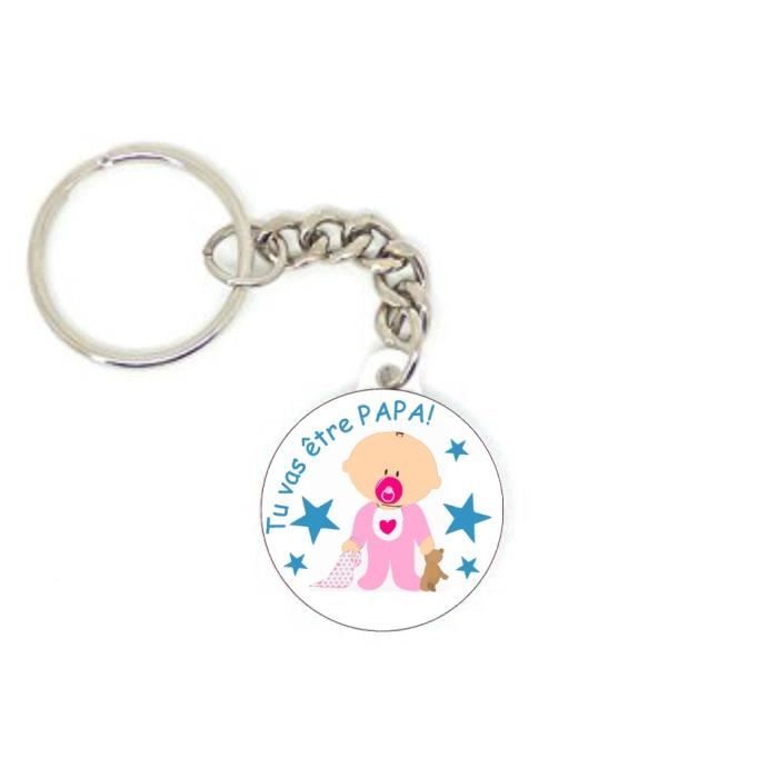 Porte Cle Badge Personnalise Tu Vas Etre Papa Bebe 2 Annonce Idee Cadeau Bleu Cdiscount Bagagerie Maroquinerie