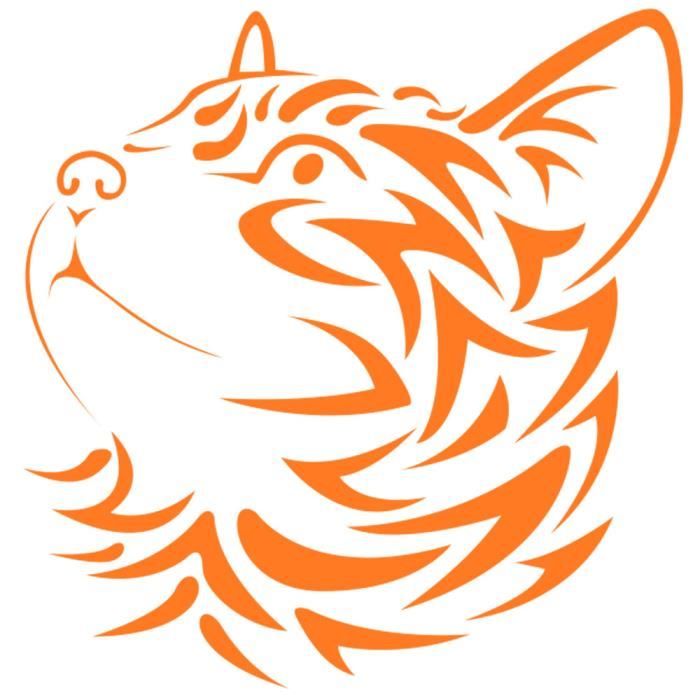 Sticker Decoration Animal Chat Tribal Tete A Gauche 50x50cm Orange Chat007 Achat Vente Stickers Cdiscount