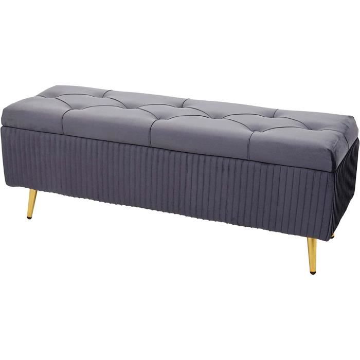 Seville Classics Pouf Pliable Avec Espace De Rangement 40x40x40 Cm - Gris Tweed Multifonction