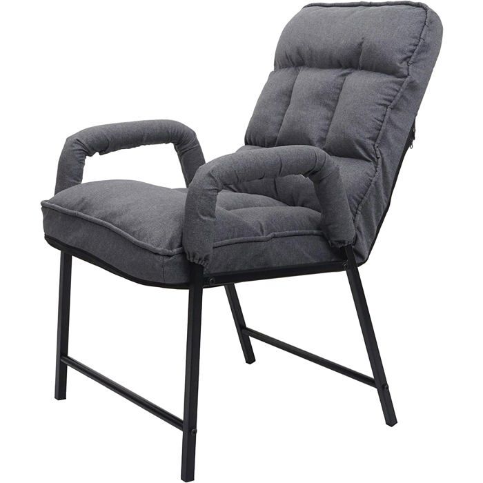 Chaise fauteuil lounge rembourree dossier inclinable 160 kg metal reglable en tissu/textile gris fonce FAL04047