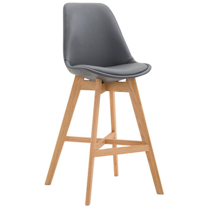 Tabouret de bar chaise haute design scandinave moderne en synthetique gris TDB10388