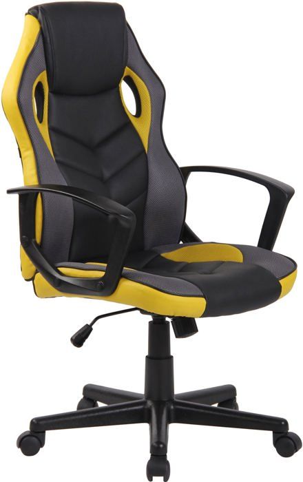 fauteuil de bureau gaming chaise gamer sur roulettes en synthetique et maille noir et jaune bur10618