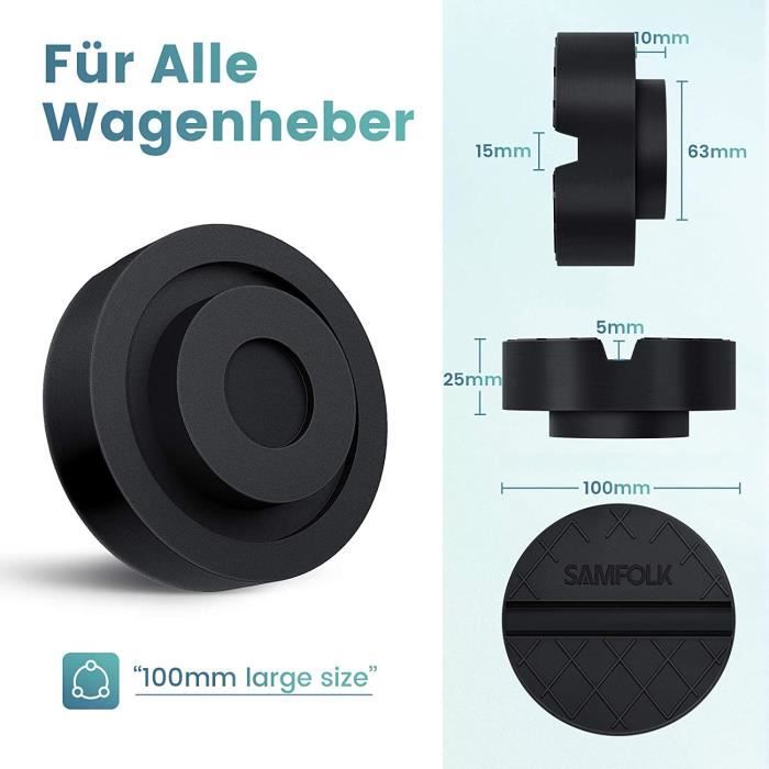 4 Blocs Amortissement Caoutchouc 120x80x20 Mm - Pour Cric à Ciseaux, Palans - Antidérapants, Absorption Chocs - 10