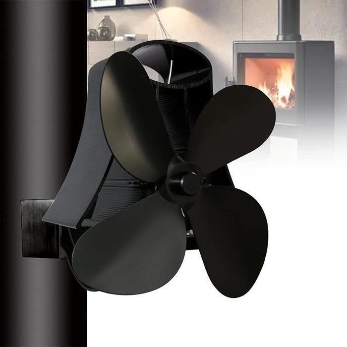 Ventilateur de poêle à tuyau de fumée à 4 lames avec thermomètre  ventilateur de dessus alimenté par la chaleur pour cheminée - Cdiscount  Bricolage