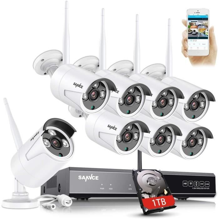 8CH 5MP NVR Kit de Surveillance sans Fil avec Disque Dur de 1 to, 8X